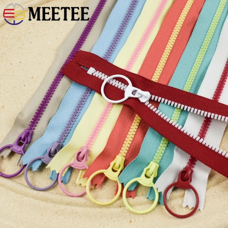 

10Pcs Meetee 3# 15-40cm Close-end Resin Zipper O Ring Slider Clothes Bag Decorative Zips Repair Kit DIY Garment Sewing Accessory