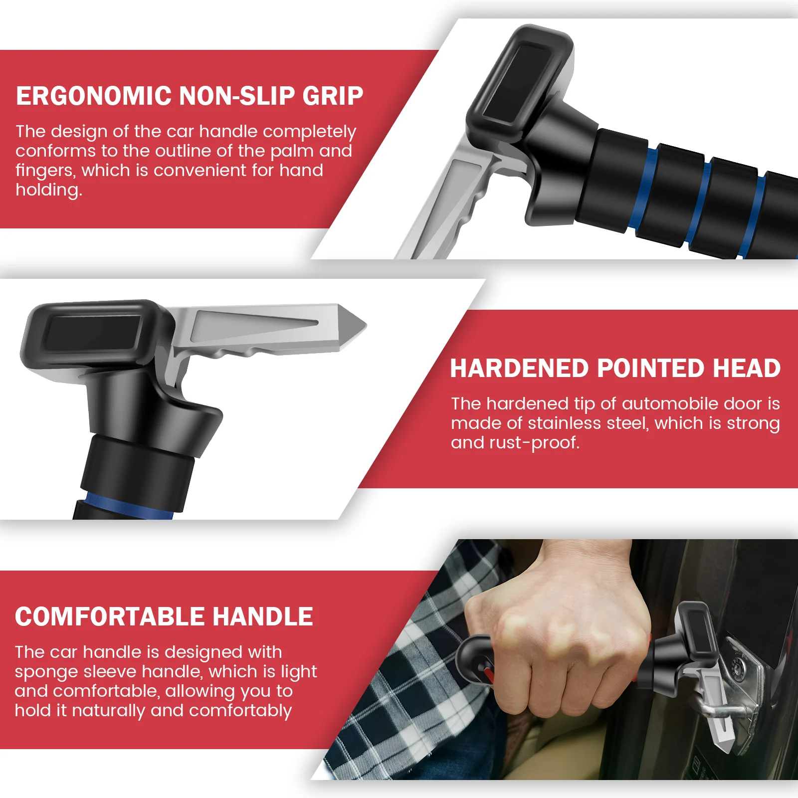 1/2Pcs Car Door Handle Multifunctional Car Handle Cane Vehicle Door Grab Bar Stand Assist Mobility Aid Tool for Children Elderly