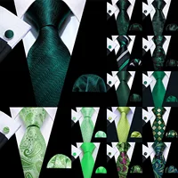 Barry.Wang Green Mint Teal Men Tie Hanky Cufflinks Set Jacquard Olive Sage Lawn Cyan Necktie for Male Wedding Business Gift