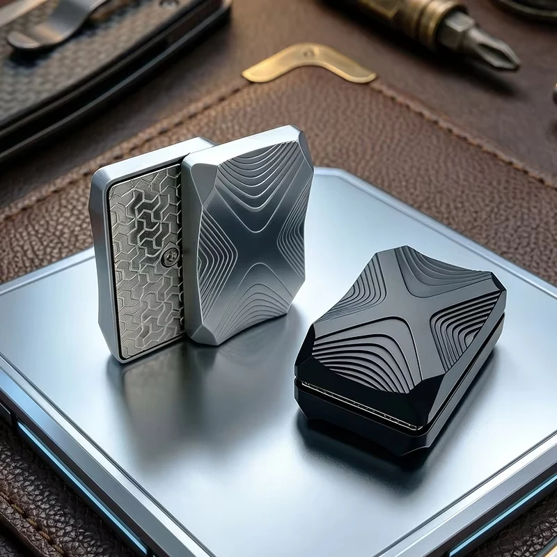 EDC Metal Fidget Slider Push Card, Zinc Alloy X-Shaped Haptic Fidget Toy, Anti-Stress Pocket Desk Gadget for Adults