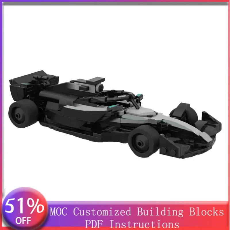 

300 деталей Speed King Mercedes W16 MOC: Модульный конструктор для индивидуальной сборки, креативный дизайн, популярная детская игрушка, простой DIY-набор, подарок на день рождения