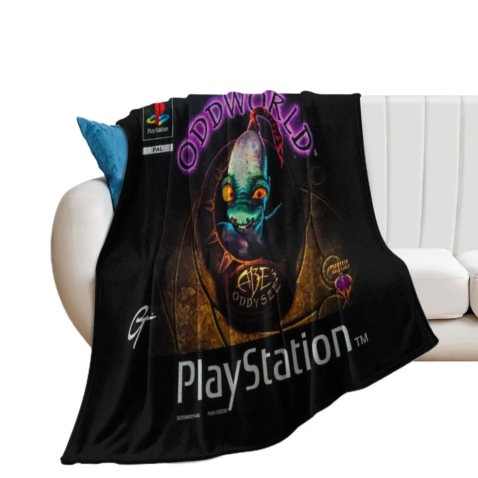 PS1 Oddworld Videogame Throw Blanket wednesday valentine gift ideas Blankets