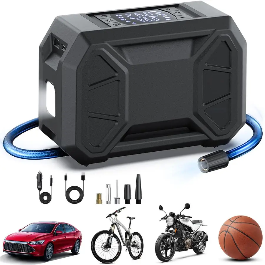 

Tire Inflator Portable Air Compressor, 150 PSI Portable Tire Inflator for Car 3X Faster Air Pump For Car Tire 12V DC Dual Power