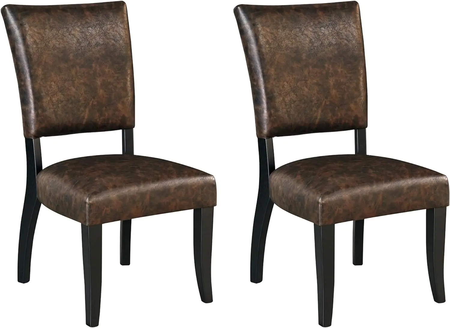 Signature Design by Ashley Sommerford Urban Farmhouse Faux Leather Upholstered Dining Chair, 2 Count, Dark Brown