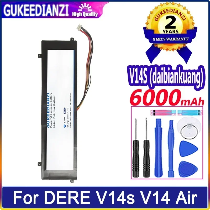 

Сменные батареи большой емкости для ноутбука 6000 мАч для DERE V14s V14 Air, 10 контактов, 8 проводов, батарея с вилкой