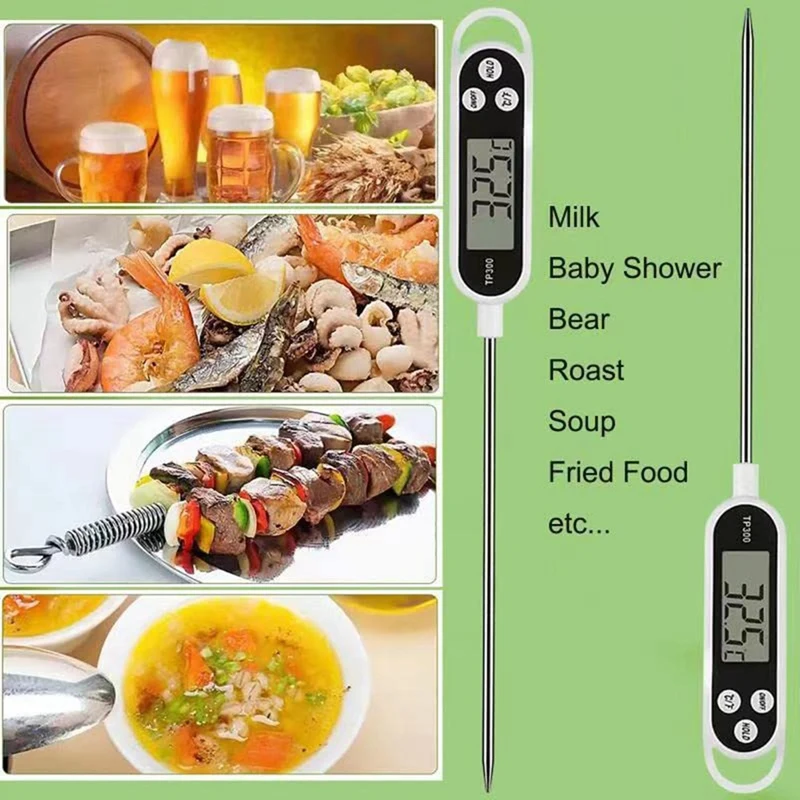 HOT SALE Digital Instant Read Meat Thermometer With Long Probe For BBQ Oil Deep Frying, Coffee,Kitchen Baking,Baking Temperature