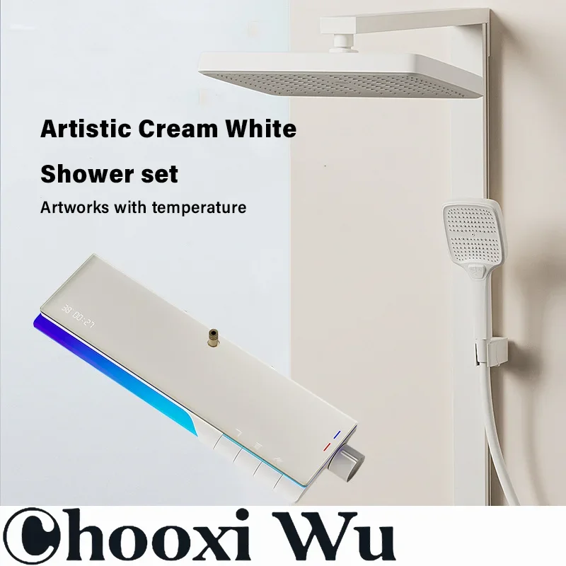 

Shower System Set Piano Key Control Multifunctional Ambiance Lighting Effect Digital Display Bathroom Pressurized Shower Set