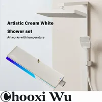 Shower System Set Piano Key Control Multifunctional Ambiance Lighting Effect Digital Display Bathroom Pressurized Shower Set