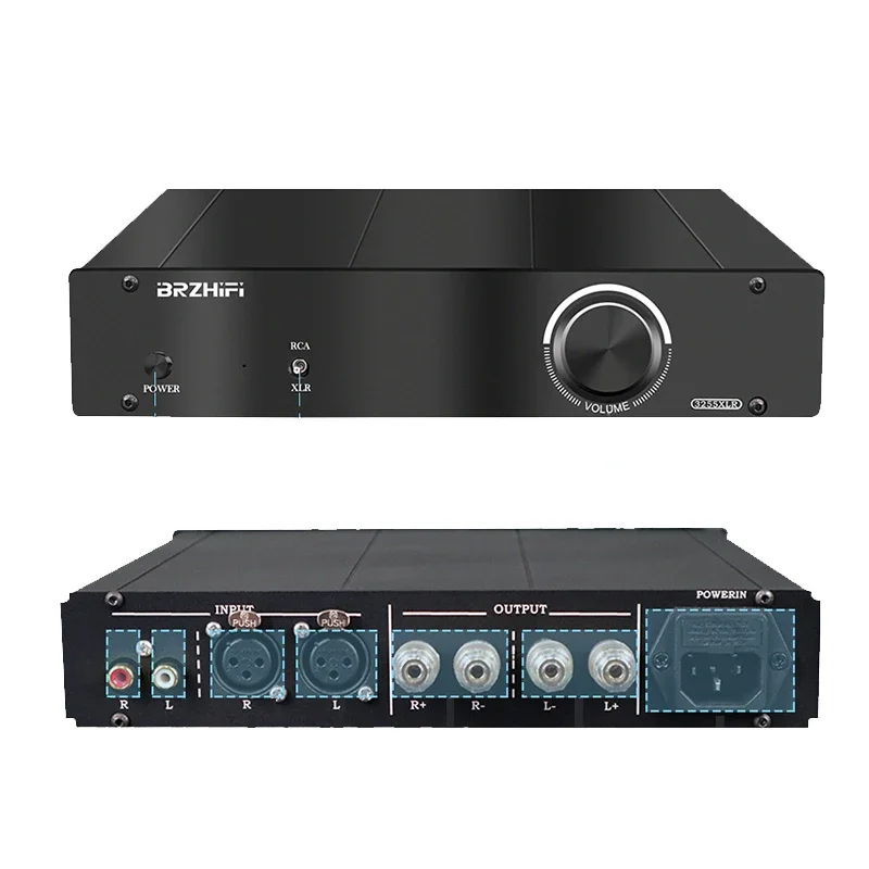 

Усилитель BRZHIFI класса D, усилитель TPA3255 XLR 300 Вт * 2 HIFI, 2,0 каналов, алюминиевый корпус, стерео усилитель