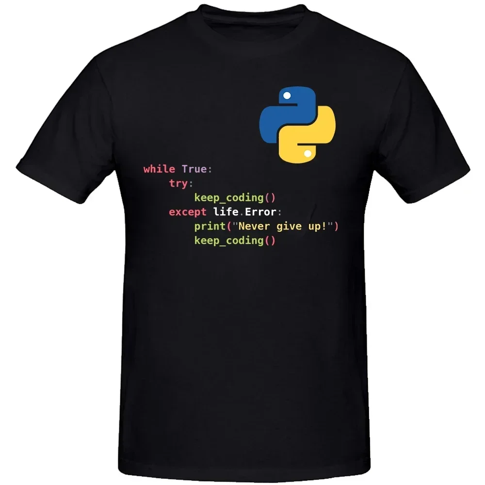 Motivational Python programming T Shirt Men Loose Causal Fashion Geek C++ Graphic Tshirts Summer Euro Sized Coder Computer Tee