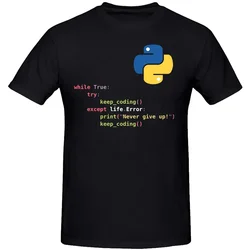 Motivazionale Python programmazione T Shirt da uomo Allentato causale Moda Geek C++ Magliette grafiche Estate Euro Size Coder Computer Tee