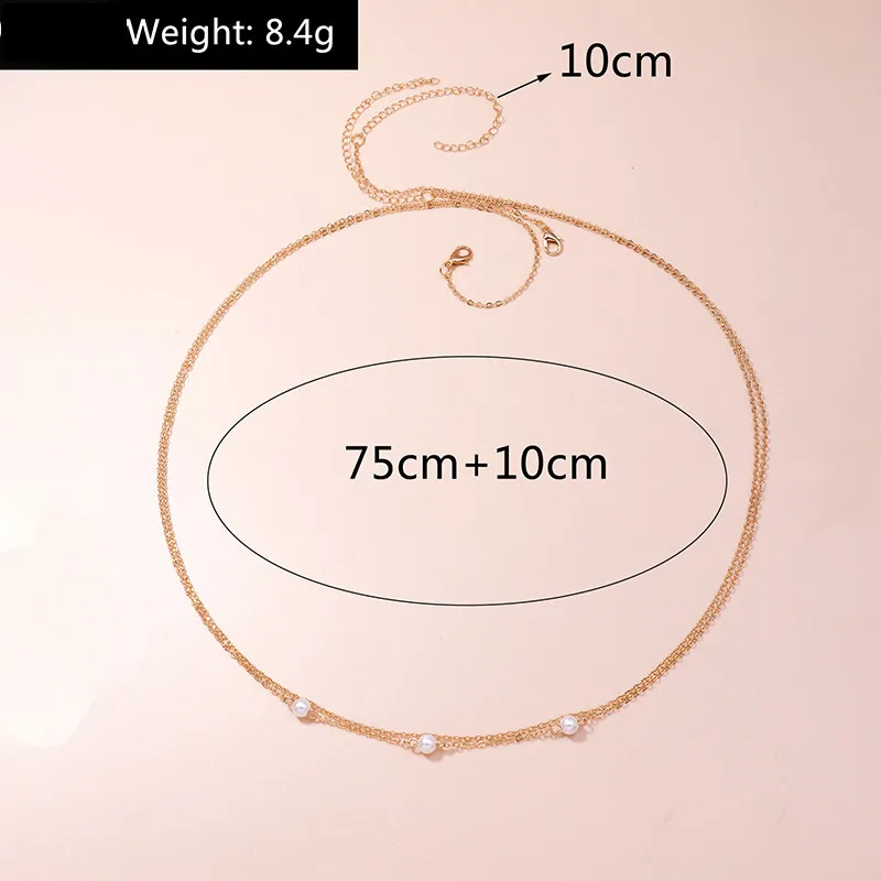 Aihua Goldfarbene Perlen-Taillenkette Bauchkette Sommer Strand Sexy Körperschmuck für Frauen Mädchen Party-Schmuck – Detail 1