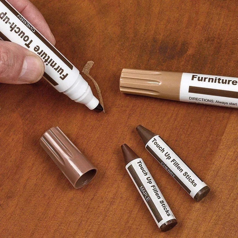 Wooden Furniture Repair Pen Touch Up Markers & Filler Sticks Wood Scratch Restoration Kit Patch Paint Pen Wood Composite Repair