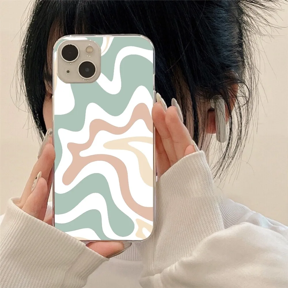 Liquid Swirl Abstract Pattern in Beige and Sage Green Phone Case For Iphone 15 11 13 14 Pro Max 7 8 Plus X Xr Xs Max Se2020 12mi