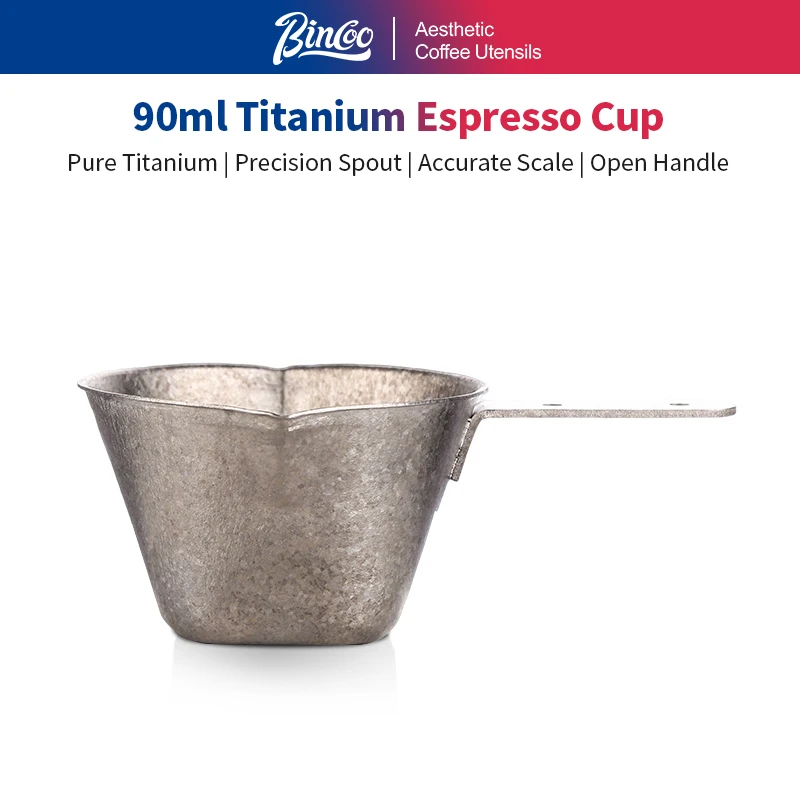 

Bincoo Pure Titanium Double Spout Espresso Shot Glass with Measurement Marks Home Use Large Capacity Milk Ounce Cup Easy Pour