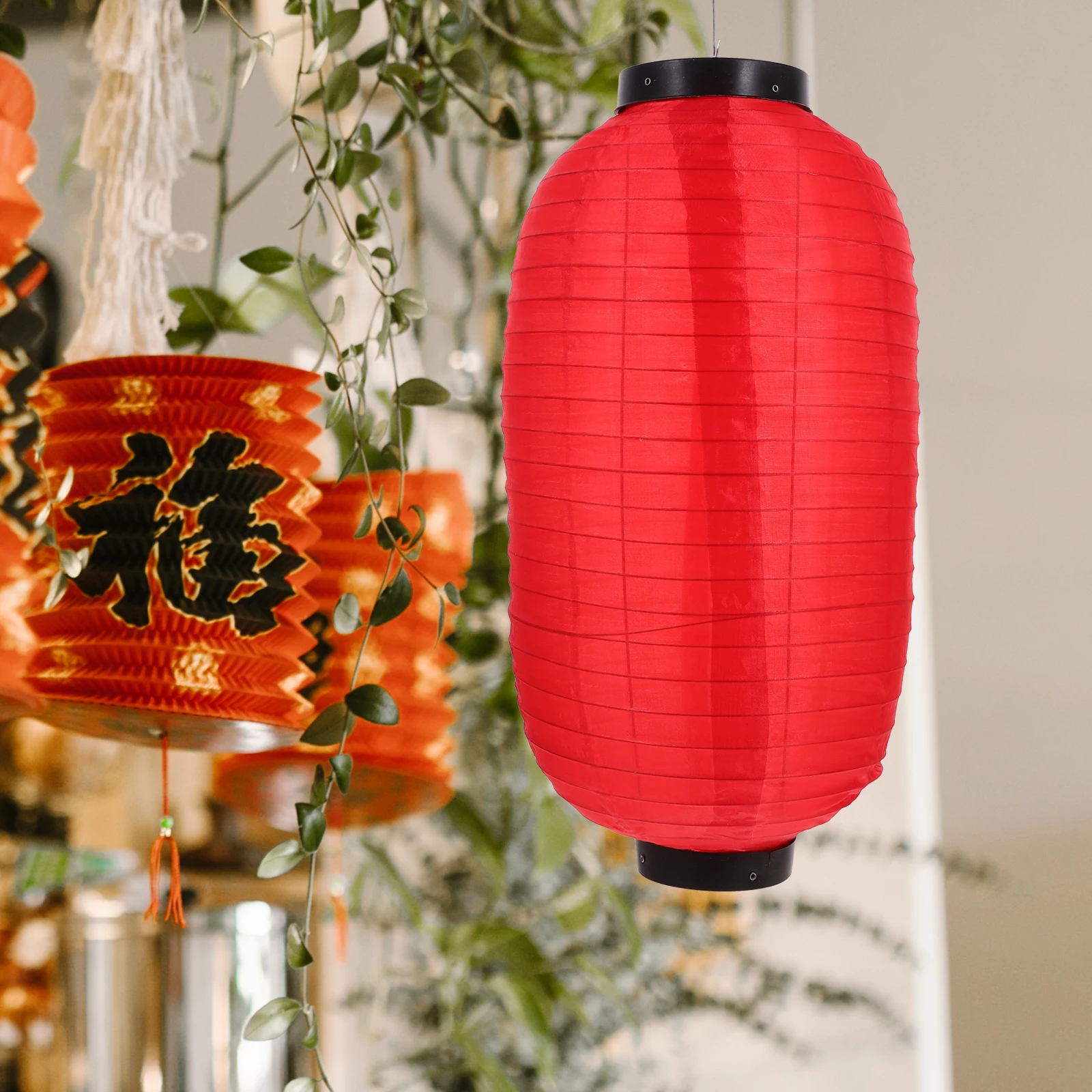 2pcs 45X25CM Red Japanese Style Waterproof Silk Lanterns 10 Inch Foldable Decorative Home Restaurant Party Festivals