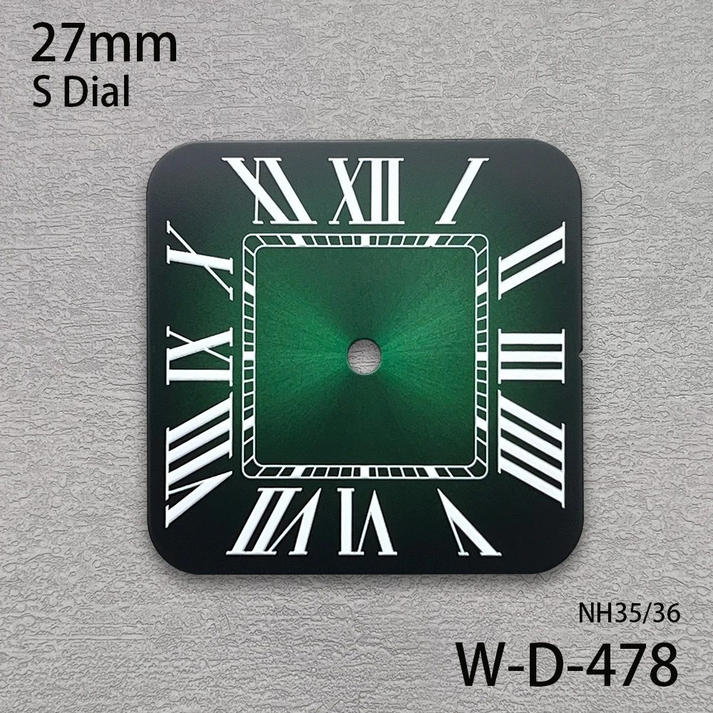 27mm S Logo Roma Qquare Dial Fit NH35/NH36/4R/7S Automatic Movement High Quality Watch Modification Accessories ﻿