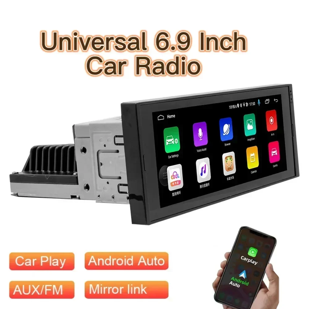 1 Din Car Android Multimedia Player 6.9 Inch Touch Screen Carplay Auto Autoradio Stereo Video GPS WiFi Universal 1din Auto Radio