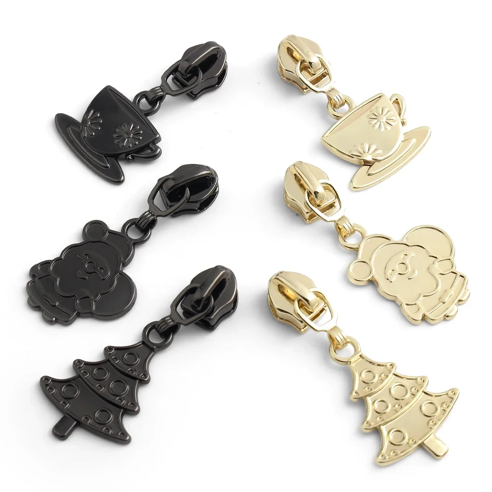 10Pcs Chrismas Zipper Pulls Zipper Slider For 5# Nylon Zipper Bag Purse Pocket Zip Slider Puller DIY Garment Sewing Accessories
