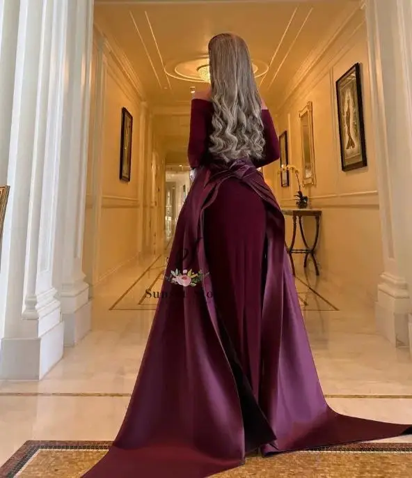 Robes de soirée personnalisées pour femmes, longueur au sol, traîne Court, sans bretelles, froissée, trois quarts, ligne a, Grace