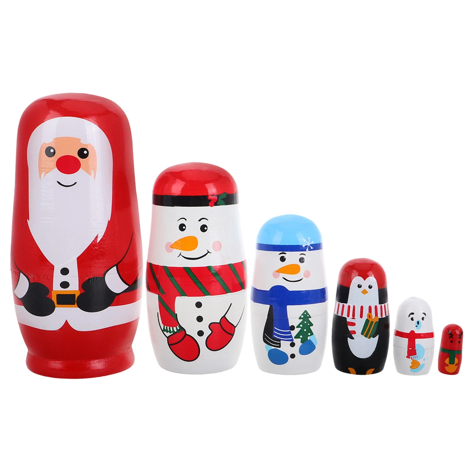 

Christmas Decorative Nesting Dolls Party Favors Wooden Stacking for Kids Russian Toy