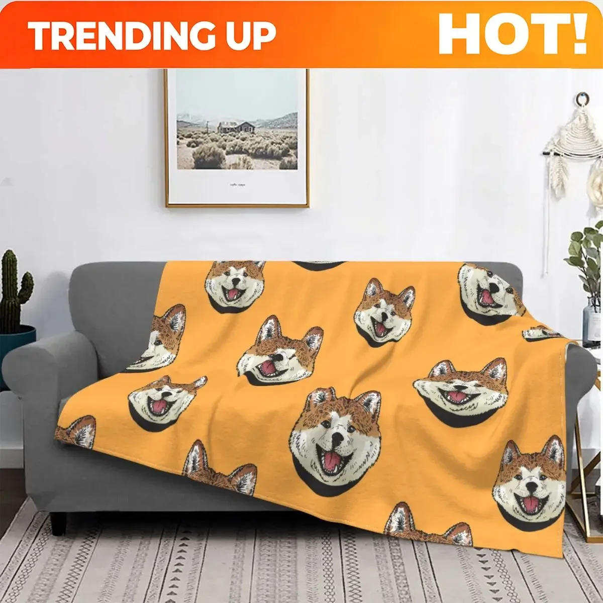 Customization Akita Inu Dog Blanket Cover Gift For Animal Dog Lover Flannel Throw Blankets Bedroom Sofa Personalised Soft Warm B