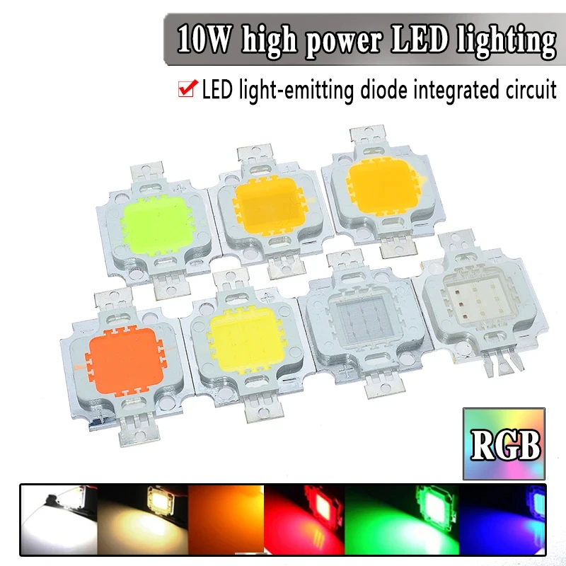 10pcs 10W 12V Smart IC LED Lamp Bulb Lamp Flood Light Spotlight Diy Lighting White Warm white/Red/Green/Blue/Yellow COB Chip