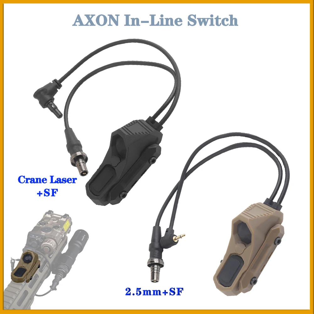 AXON Two-Wire Pushbutton Remote Activated Pressure Switch Tactical Flashlight PEQ Laser SF/2.5/Crane Plug ,Fit Picatinny Rail