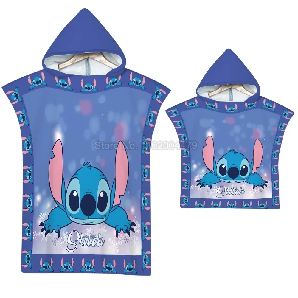 Baby Stitch Bath Towel Children Hooded Cape Cloak Boy Girl Cartoon Swimming Beach Towel Toddler Robe Decor