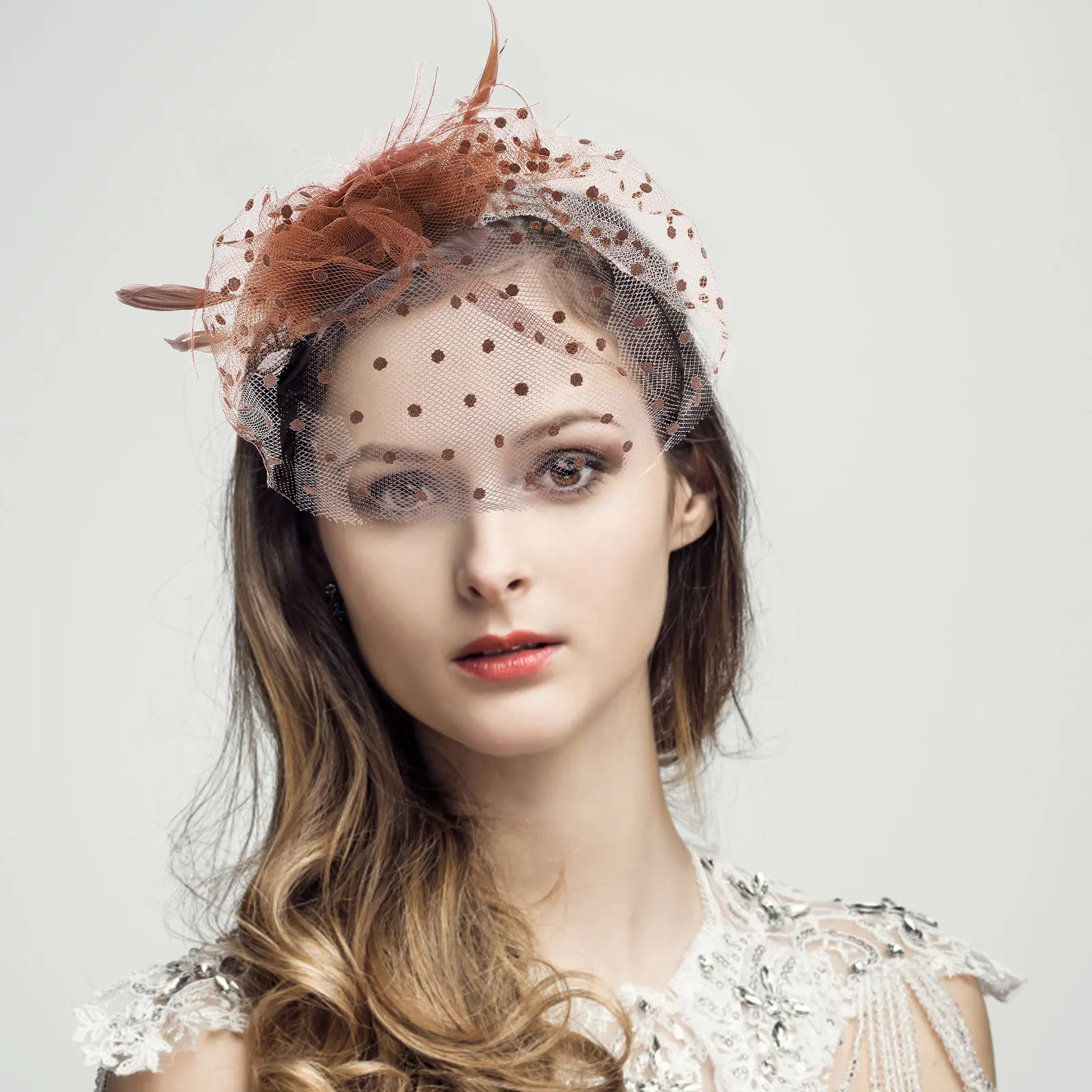 

Women Fascinator Headpiece Elegant Mesh Wedding Tea Party Banquet Bridal Hair Accessory Fascinators for Women Tea Party