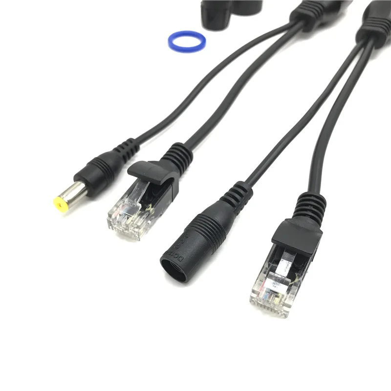 Waterproof Non-Standard POE Splitter, Pass Through RJ45 Ethernet POE Combiner Separator with DC Output for CCTV Camera