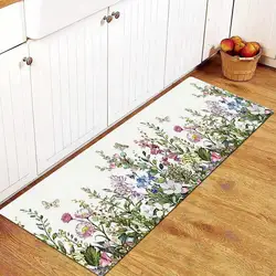 1PC, floral garden print pattern bedroom living room door carpet mat, waterproof anti-slip kitchen bathroom bathroom mat