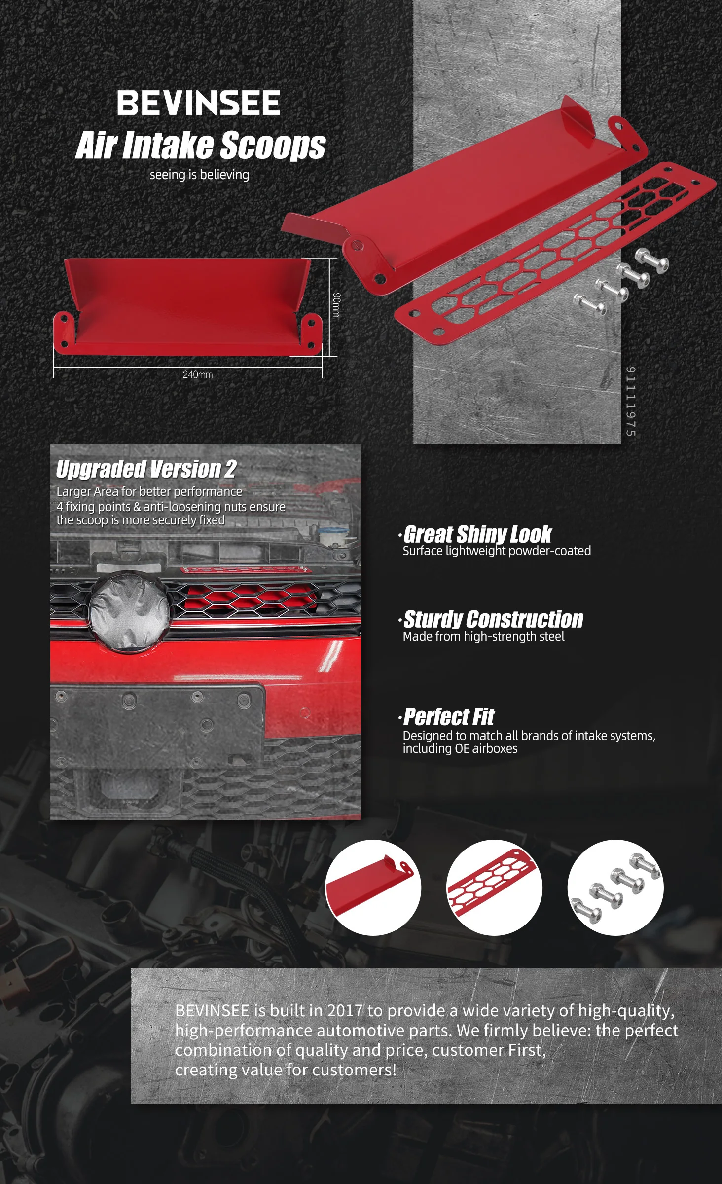 BEVINSEE Dynamisches Lufteinlass-Kit-Upgrade Für VW Golf GTI/R MK7/7.5 Für Golf 7 GTI R 2012-2020 Für Audi S3 8V 2013-2020 – Detail 3