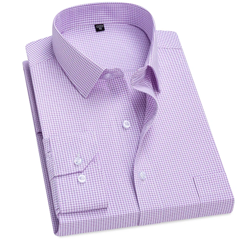 2026 New Cotton Shirt Men's Long-sleeved Striped White Shirt Business Man