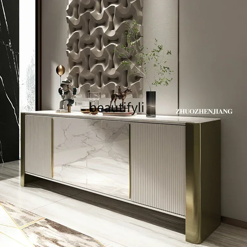 

Postmodern light luxury solid wood porch cabinet Italian rock slab is simple entering storage decorative cabinet for home use