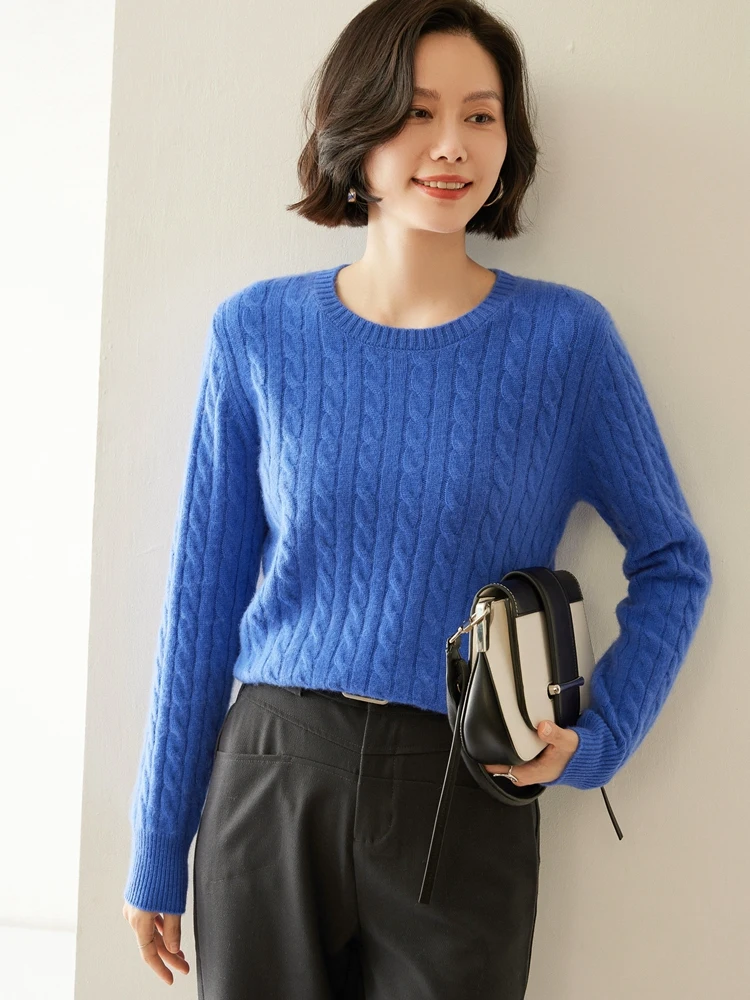 

Women's 100% Cashmere Sweater Casual Basic Loose O-neck Pullover Knitwear Autumn Winter Thick Long Sleeve Cashmere Clothing