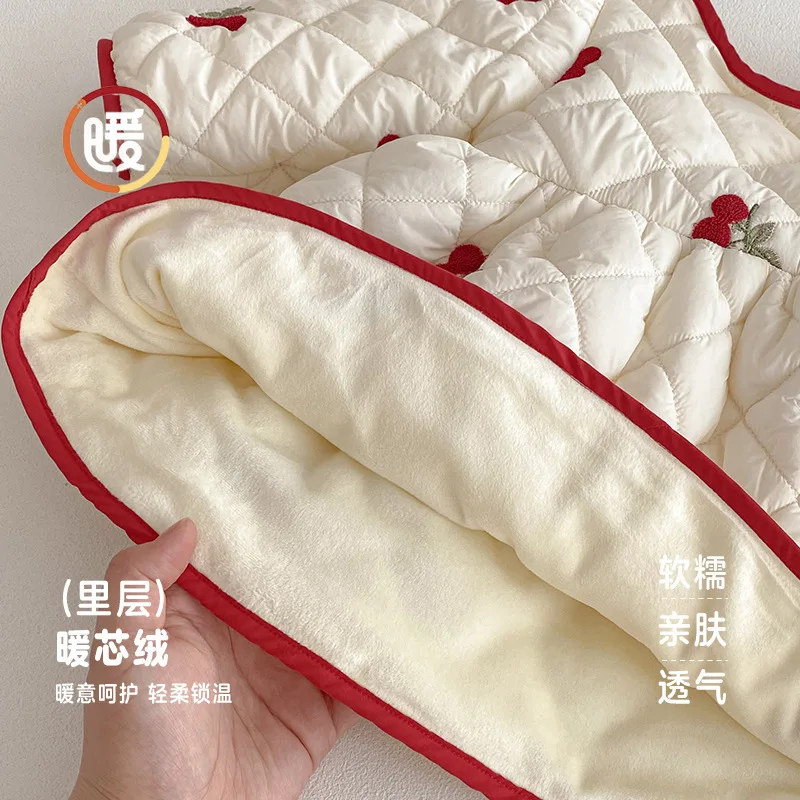 Girls' Cherry Dress 2025 New Winter Baby Cotton Thickened Happy New Year's Wear Children's Plush Skirt