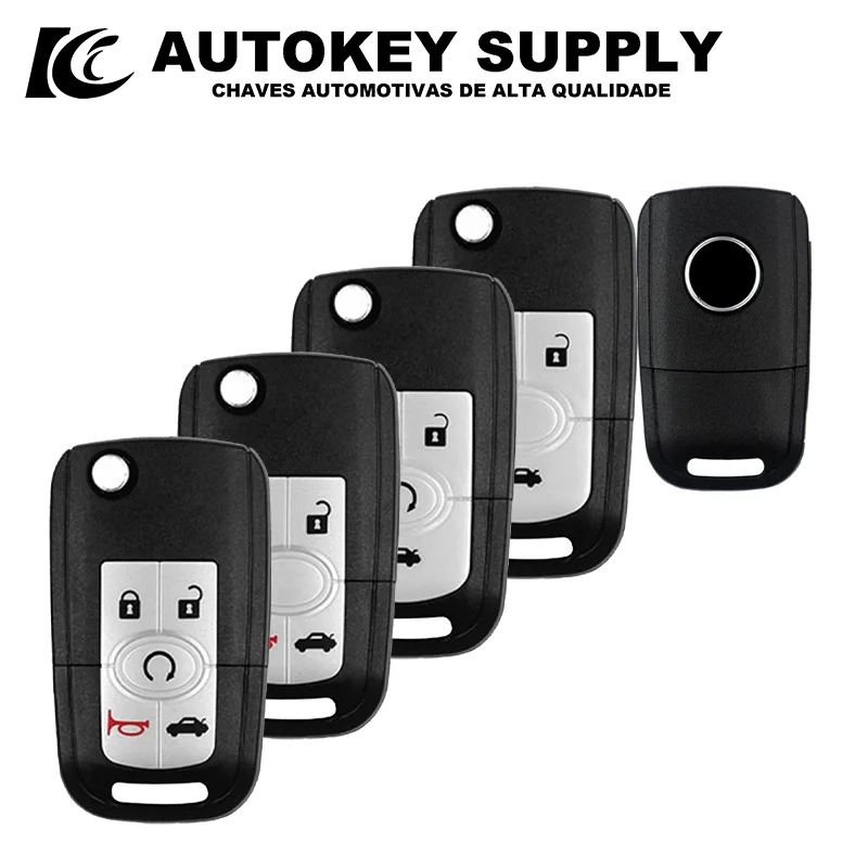 

Чехол для автомобильного ключа Autokeysupply, 4, 5 кнопок, складной сменный пульт дистанционного управления AKBKF110 для Buick