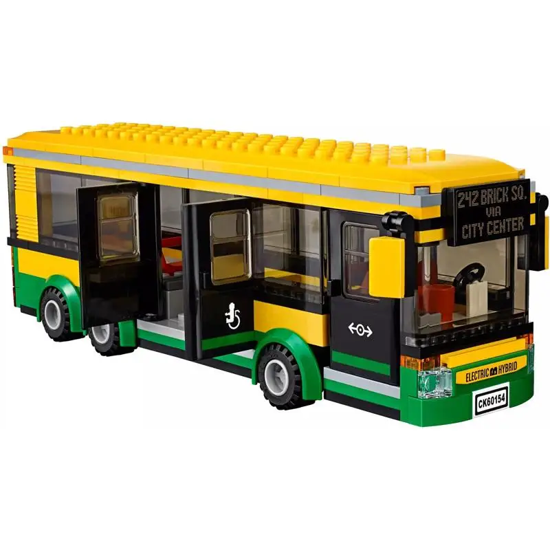 City Series Double-decker Bus on Platform Model Building Blocks Bricks Decoration Toys Children's Puzzle Assembly for Kids Gifts