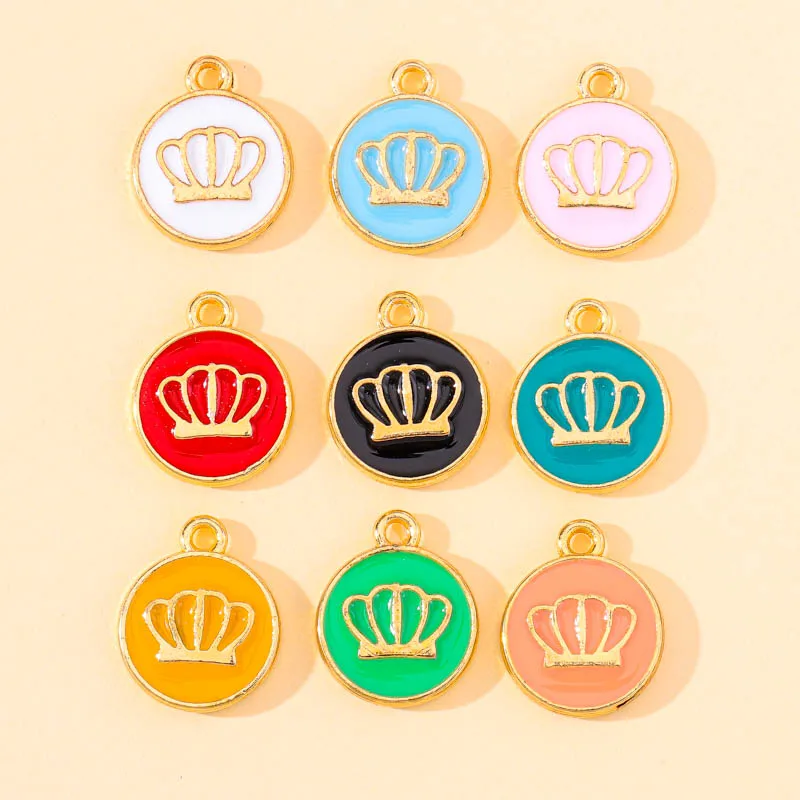 

20Pcs/Lot 12*14mm Fashion Enamel Crown Alloy Charms Pendant For DIY Earring Bracelet Jewelry Ornament Making Accessories Finding