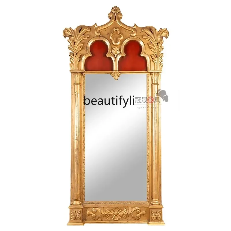 

cqyEuropean retro mirror carved full-body mirror household floor mirror living room entrance full-length