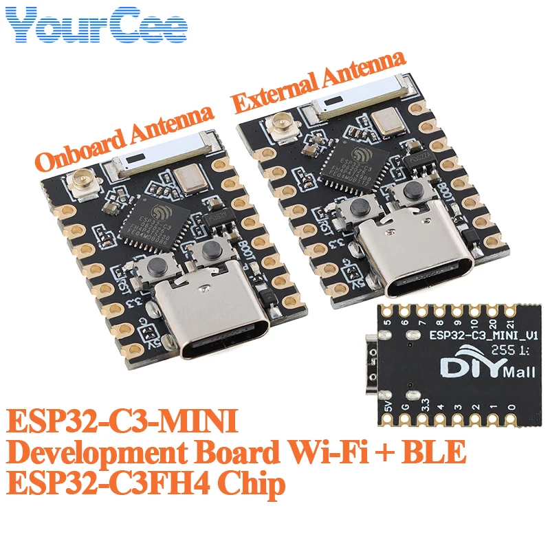 10PCS/1PC ESP32-C3-MINI Development Board Wi-Fi BLE Controller Core Board Module ESP32-C3FH4 Chip Onboard/External Antenna