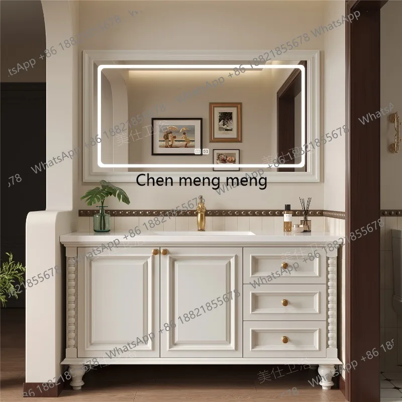 

American-style Bathroom Cabinets Oak Floor-mounted Ceramic Bathroom Cabinets Ceramic Basin Home Furniture In Particolare
