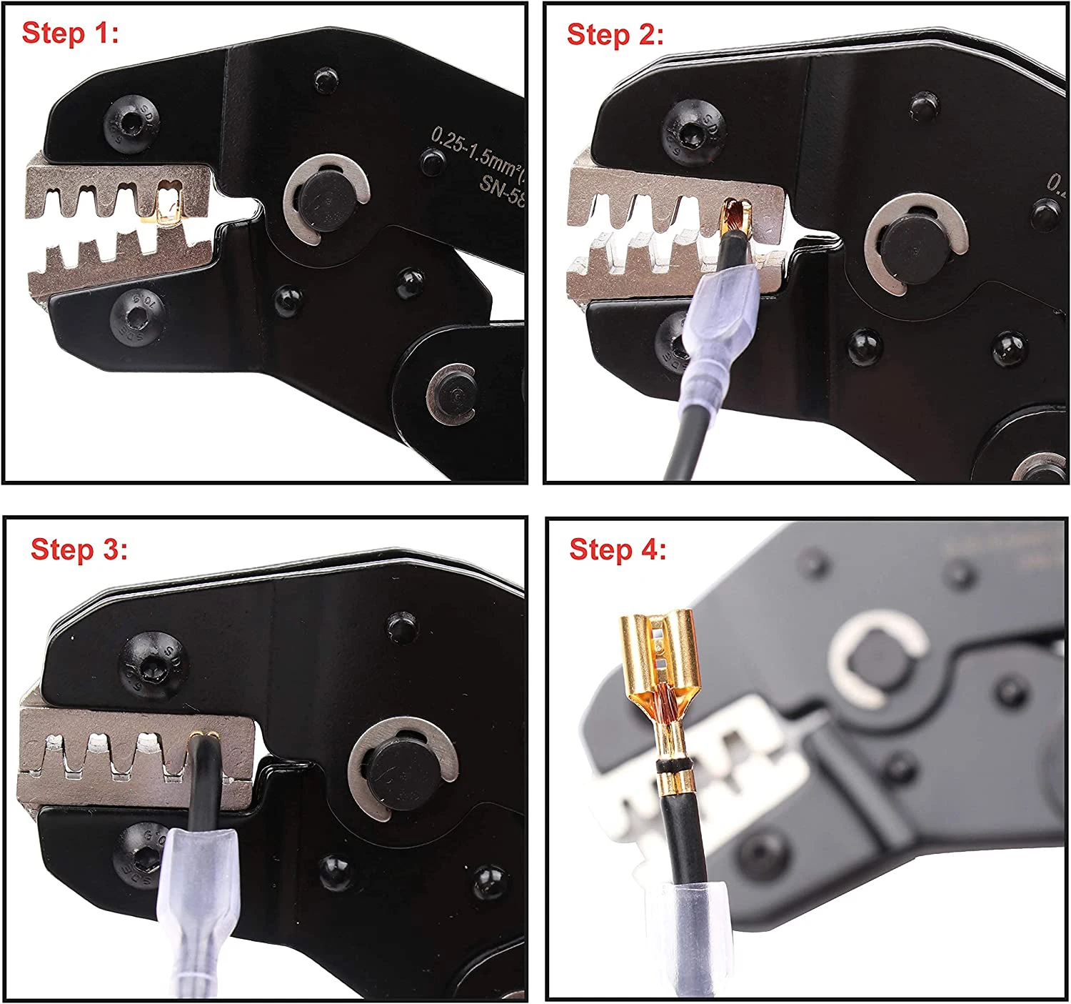 SN-58B Male/Female Spade Terminals Crimping Pliers Electrical Plier Sleeve Wire Connectors Crimper Tool Kit Electric Clamp Tools