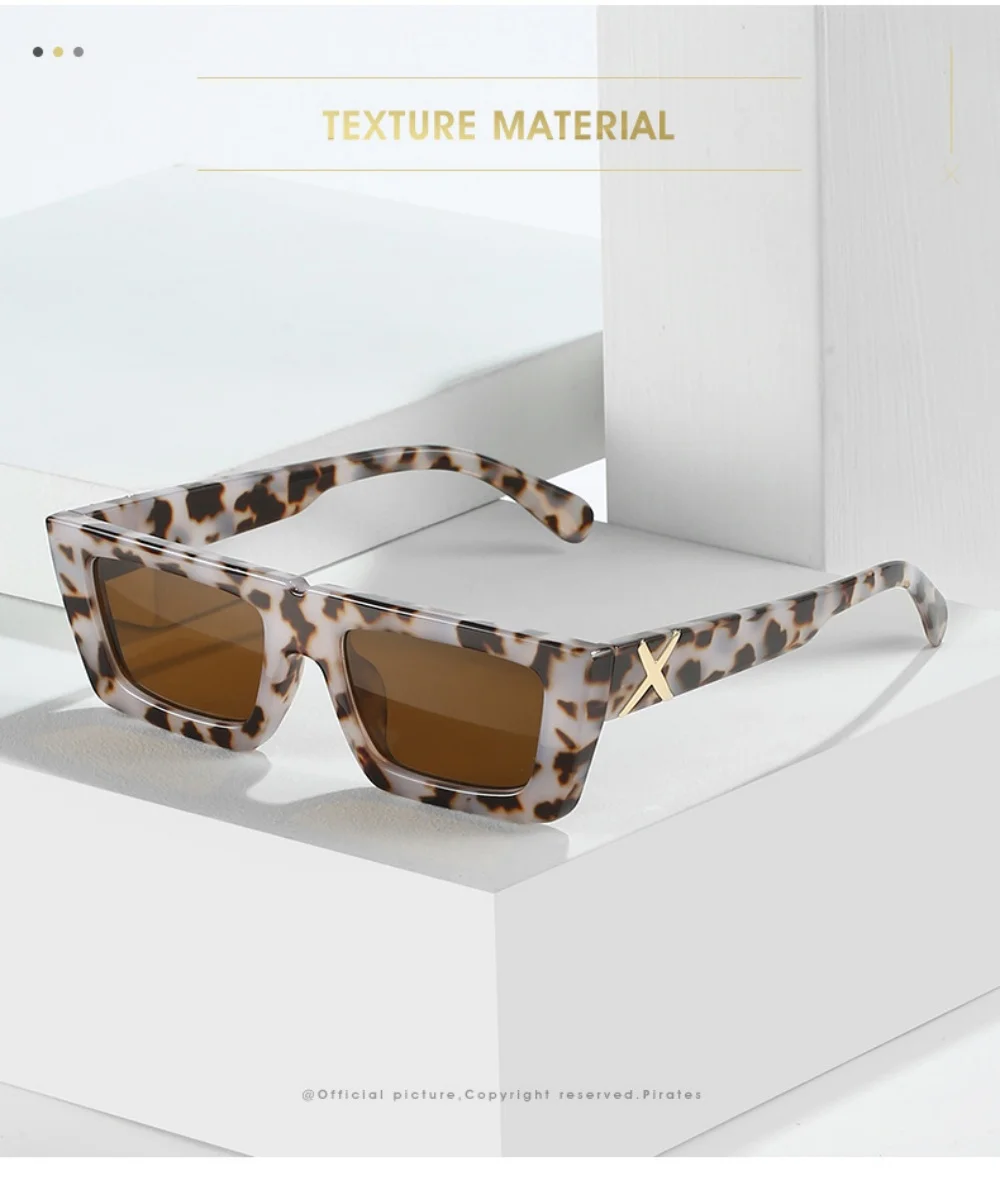 Kleine quadratische Sonnenbrille mit personalisierten Bügeln, X-Modellierung, für Damen und Herren, UV-Schutz, für den täglichen Gebrauch und Streetwear – Detail 2
