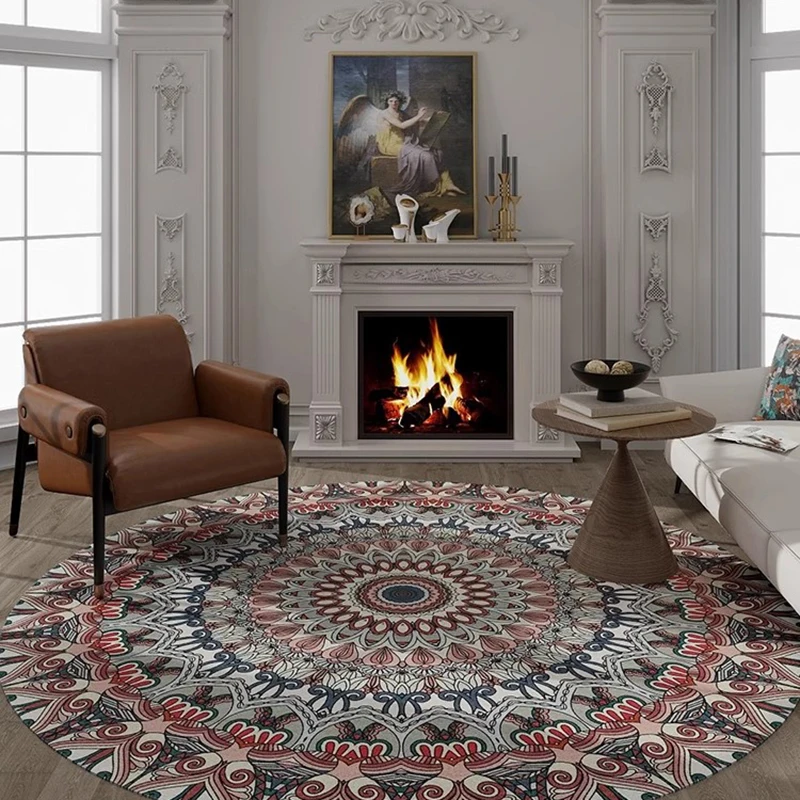 Luxury Retro Round Living Room Rug Bedroom Kitchen Floor Mat Large Living Room Carpet Room Decoration Zimmer Deko Home Furniture