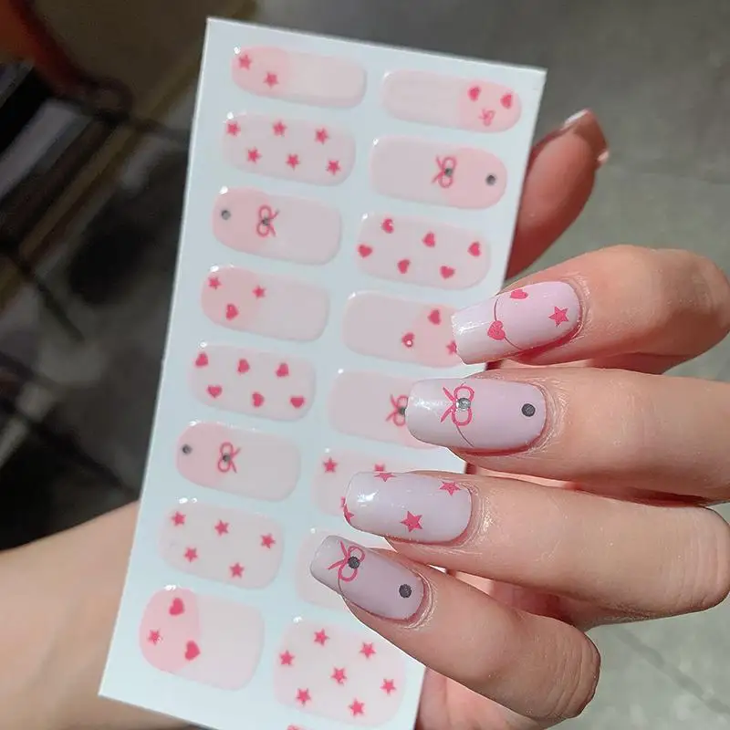 16 pezzi di adesivi per nail art con copertura completa Red Love Adesivi per unghie rosso vino Autoadesivi a lunga durata Creazione di nail art fai da te