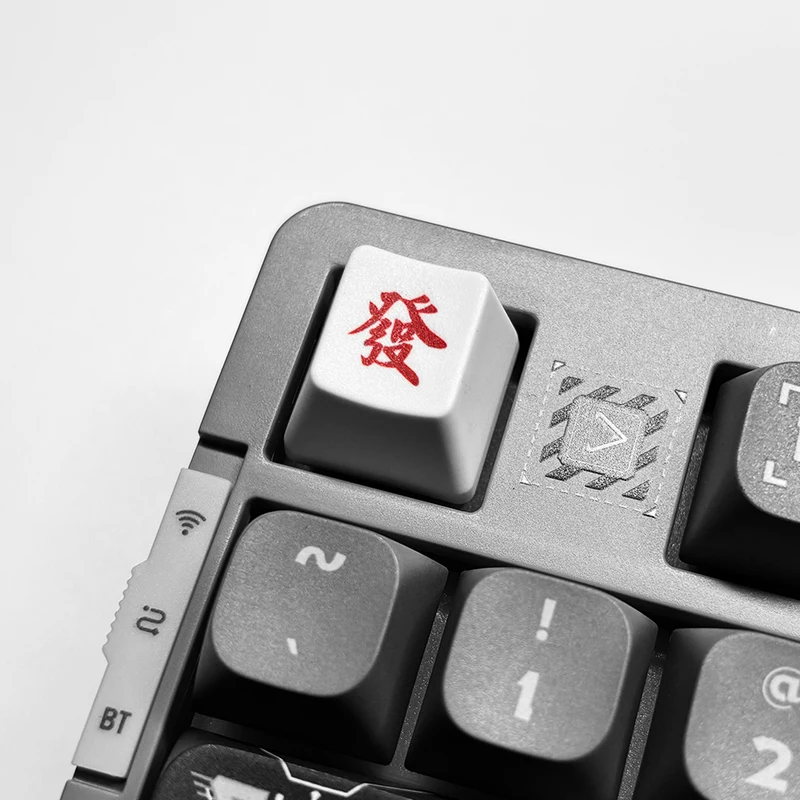 Chinese Mahjong Style PBT Keycap Thermal Sublimation Fortune Button R4 Profile ESC Keycap for Mechanical Keyboard Gaming Gifts