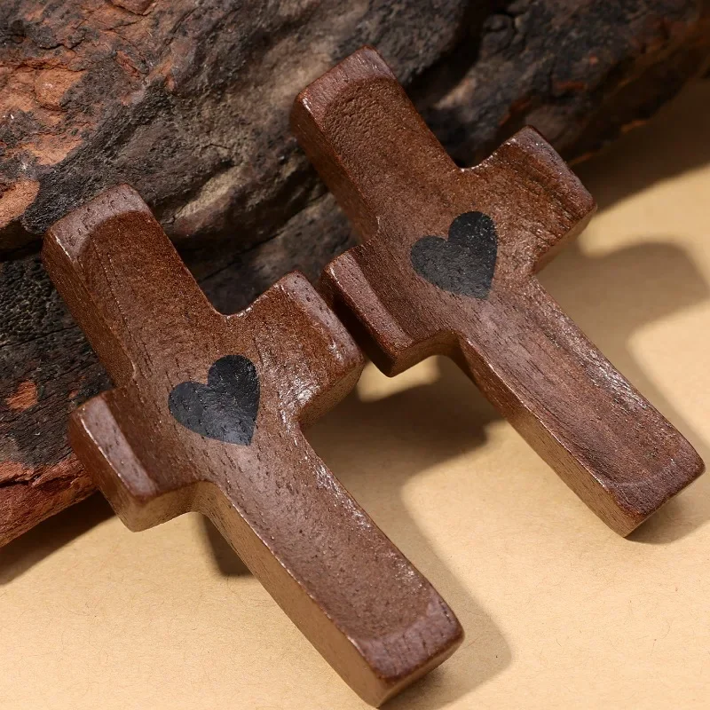 Mini Handheld Pocket Cross Wooden Small Cross Christian Gifts Baptism Prayer Crucifix Decoration Gifts DIY Crafts Accessories