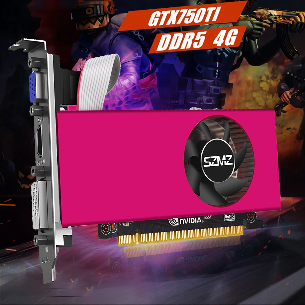 

GTX 750TI 4 ГБ DDR5 Видеокарта для ПК Низкопрофильная видеокарта PCI-E 2.0 16X Компьютерная видеокарта HDMI-совместимый интерфейс 128 бит